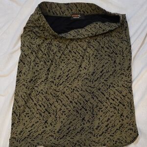 Renee C. Olive and Black Leaf Print Pencil Skirt